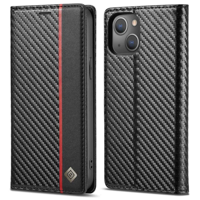 Capa De Celular Para iPhone 14 Plus Flip Fibra De Carbono