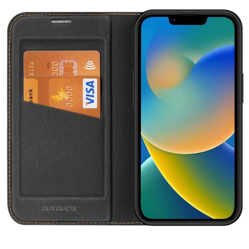 Capa De Celular Para iPhone 14 Plus Flip Porta Cartão Duplo Dux Ducis
