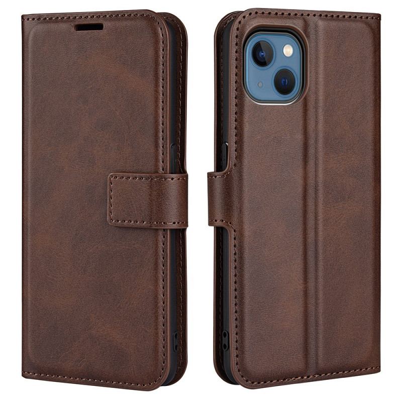 Capa De Couro Para iPhone 14 Plus Efeito De Couro Extremo Fino