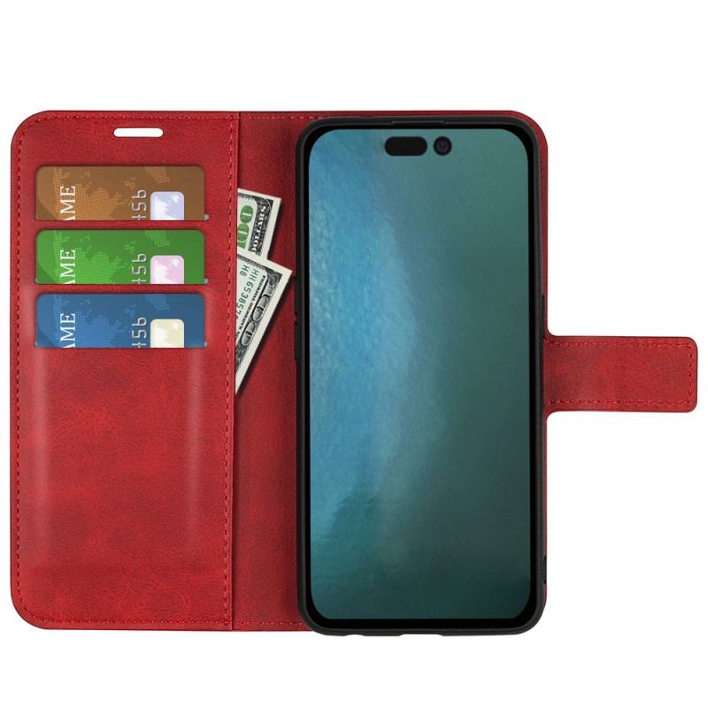 Capa De Couro Para iPhone 14 Plus Efeito De Couro Extremo Fino