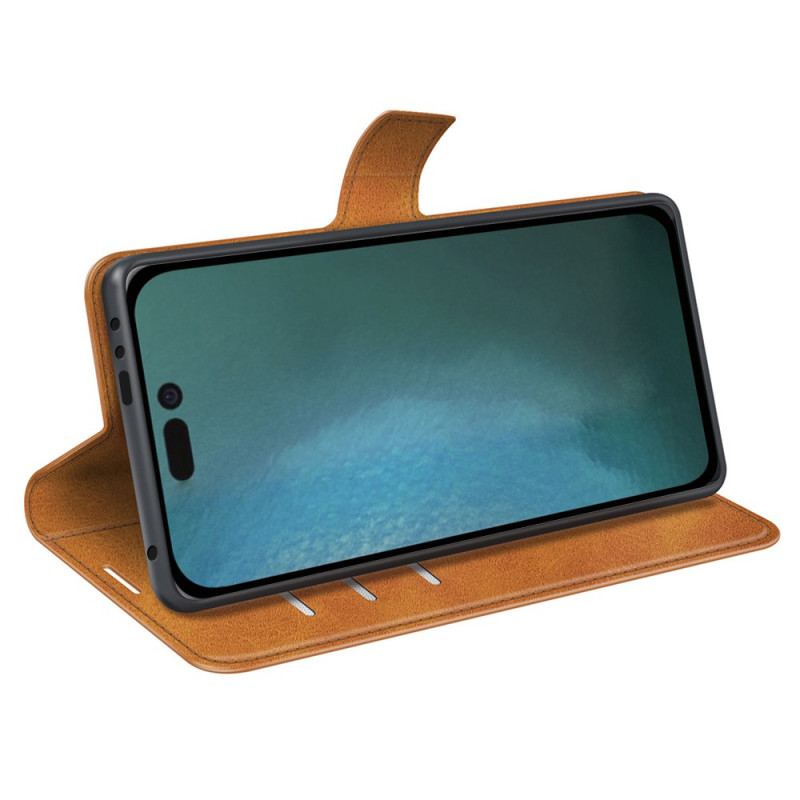 Capa De Couro Para iPhone 14 Plus Efeito De Couro Extremo Fino