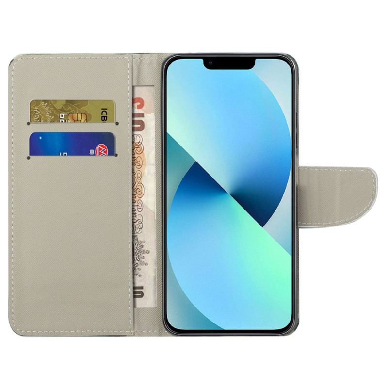 Capa De Couro Para iPhone 14 Plus Torre Eiffel Antiga