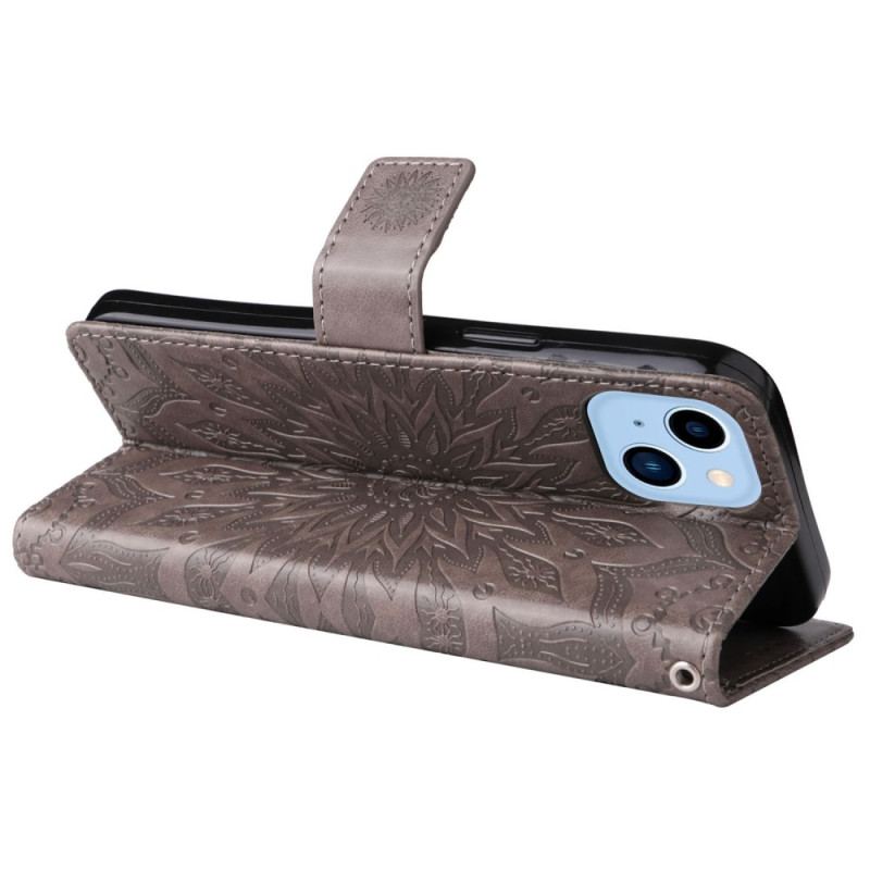 Capa Flip Para iPhone 14 Plus Flor Do Sol