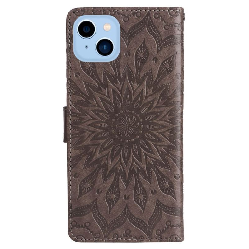 Capa Flip Para iPhone 14 Plus Flor Do Sol