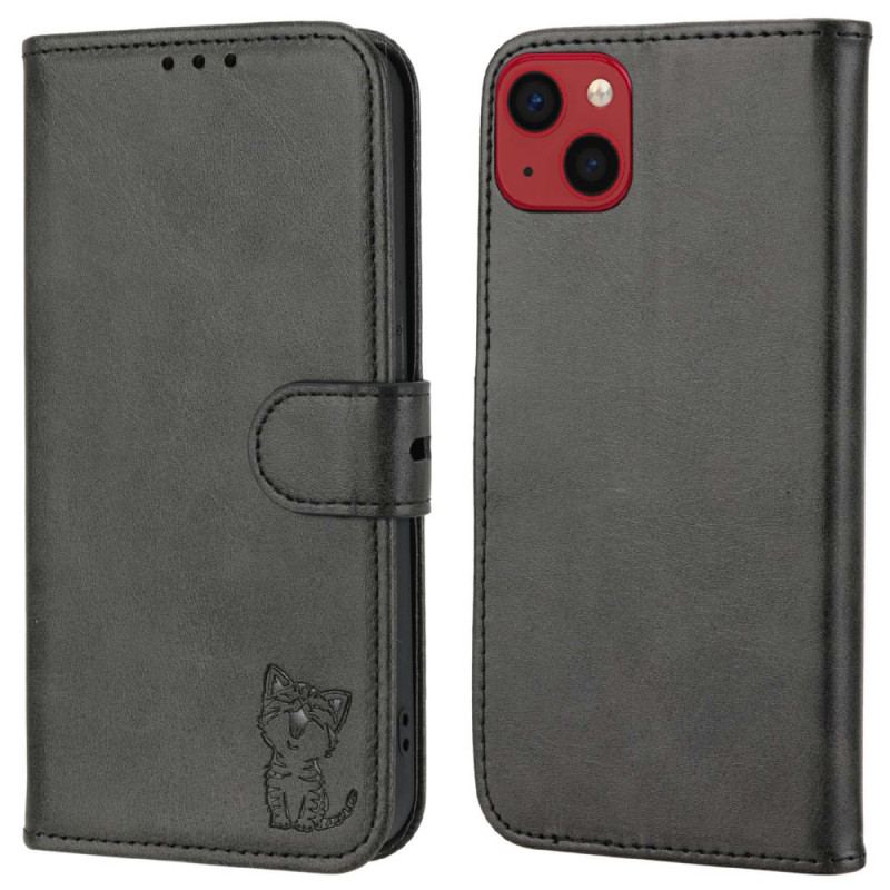 Capa Flip Para iPhone 14 Plus Gatinho