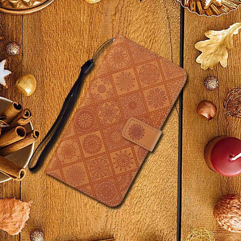 Capa Flip Para iPhone 14 Plus Padrão De Tapeçaria