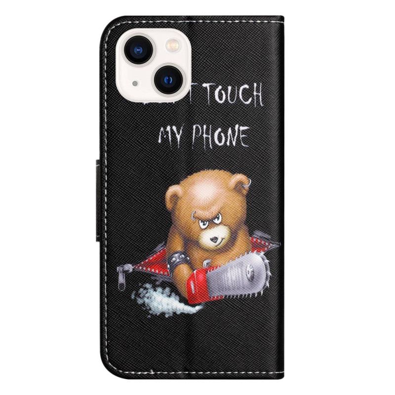 Capa Flip Para iPhone 14 Plus Urso Perigoso
