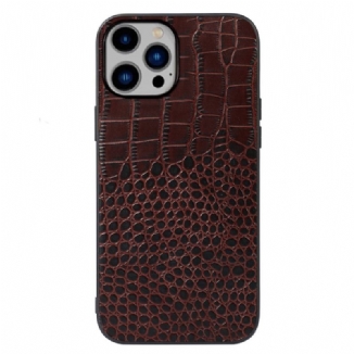 Capa Para iPhone 14 Plus Couro Genuíno Com Textura De Crocodilo