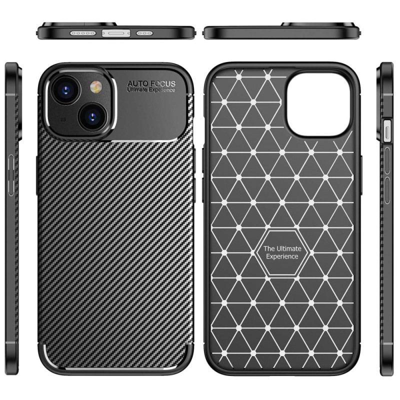 Capa Para iPhone 14 Plus Textura Flexível De Fibra De Carbono