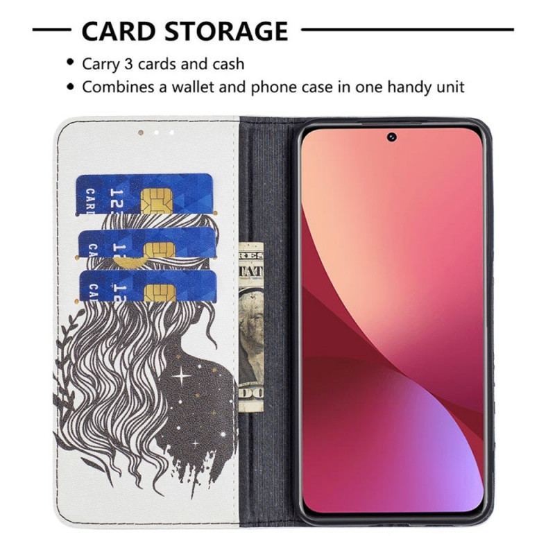 Capa De Celular Para Xiaomi 12 / 12X Flip Cabelo Bonito