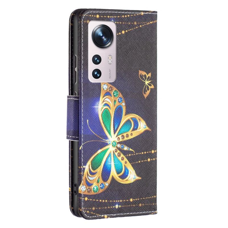 Capa De Couro Para Xiaomi 12 / 12X Borboletas Preciosas