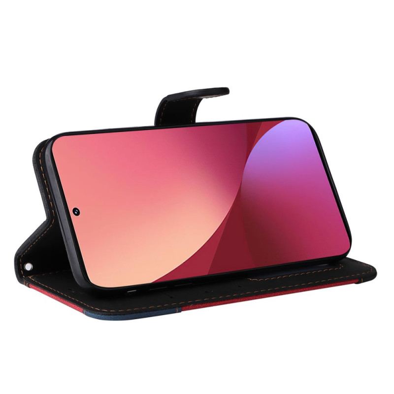 Capa De Couro Para Xiaomi 12 / 12X De Cordão Cinta Tricolor