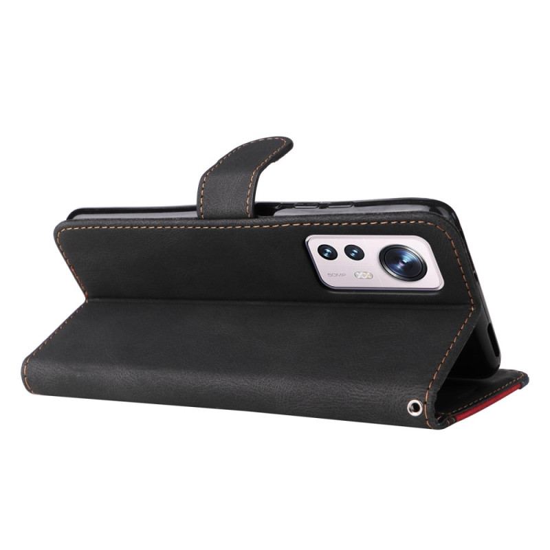 Capa De Couro Para Xiaomi 12 / 12X De Cordão Cinta Tricolor