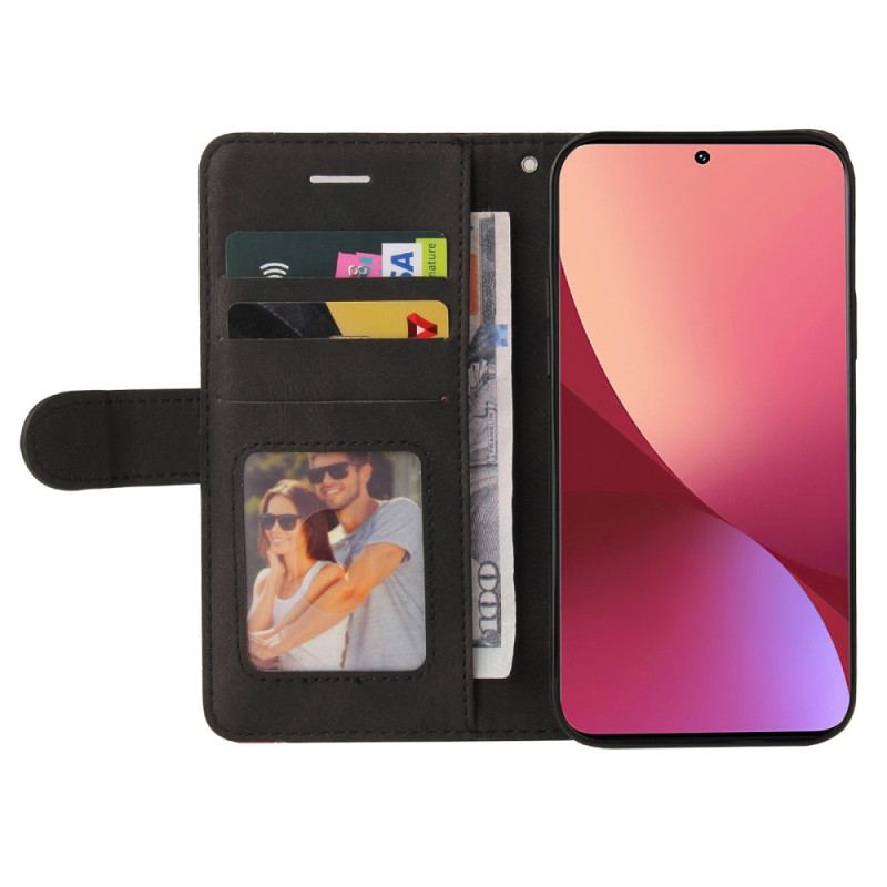 Capa Flip Para Xiaomi 12 / 12X De Cordão Correia De Dois Tons