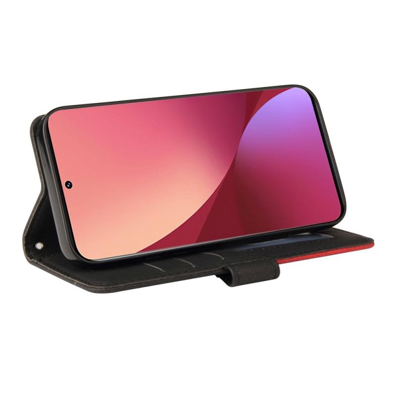 Capa Flip Para Xiaomi 12 / 12X De Cordão Correia De Dois Tons