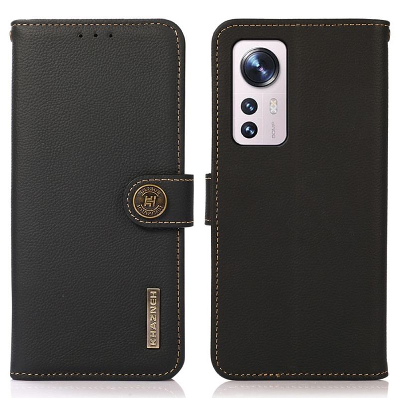 Capa Flip Para Xiaomi 12 / 12X Khazneh Rfid Couro Genuíno