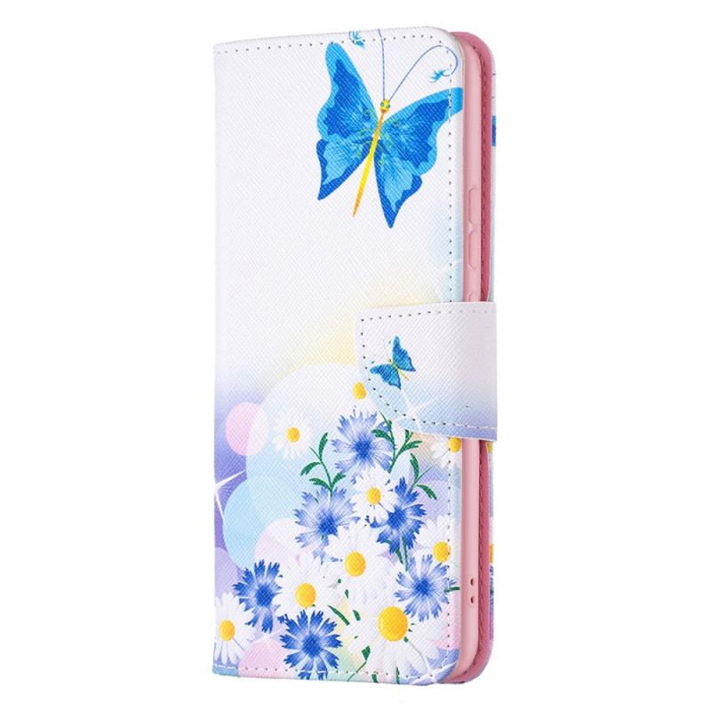Capa Folio Para Xiaomi 12 / 12X Borboletas E Flores Pintadas