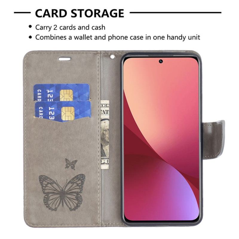 Capa Folio Para Xiaomi 12 / 12X De Cordão Tanga Borboletas