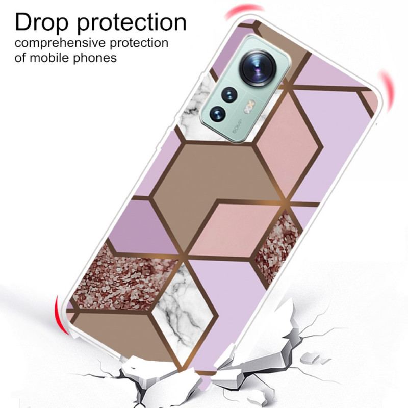 Capa Para Xiaomi 12 / 12X Geometria Do Mármore De Silicone