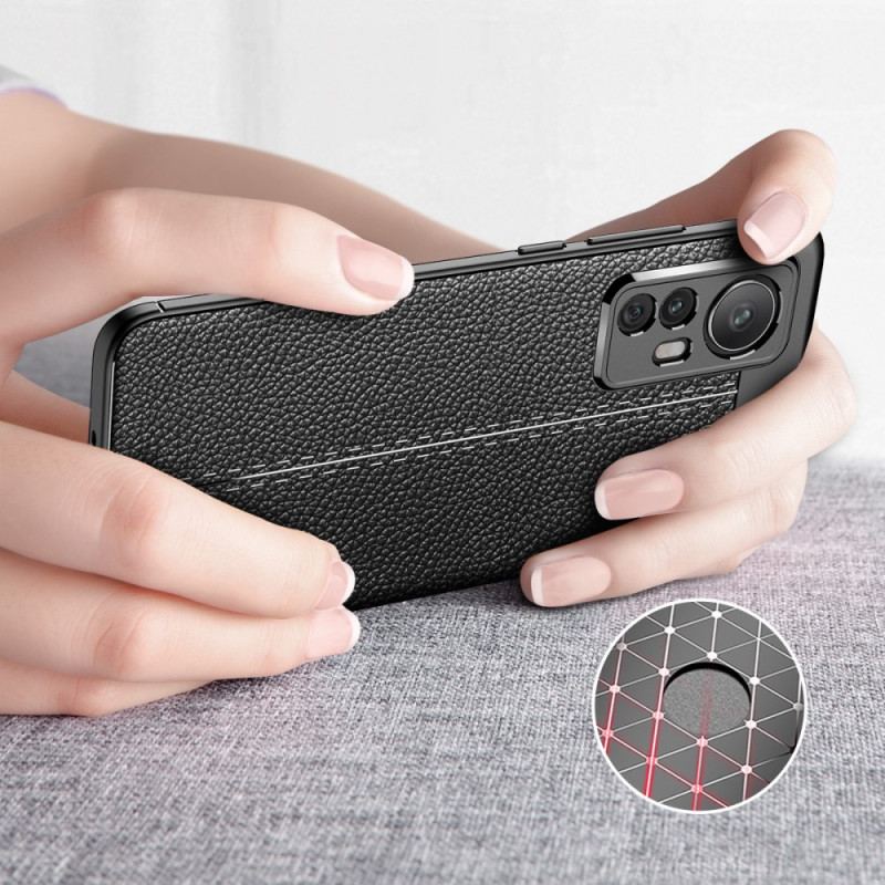 Capa Para Xiaomi 12 / 12X Linha Dupla Efeito Couro Litchi