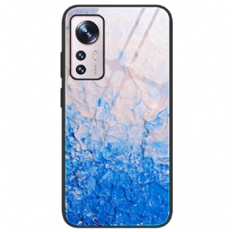 Capa Para Xiaomi 12 / 12X Vidro Temperado De Cores De Mármore