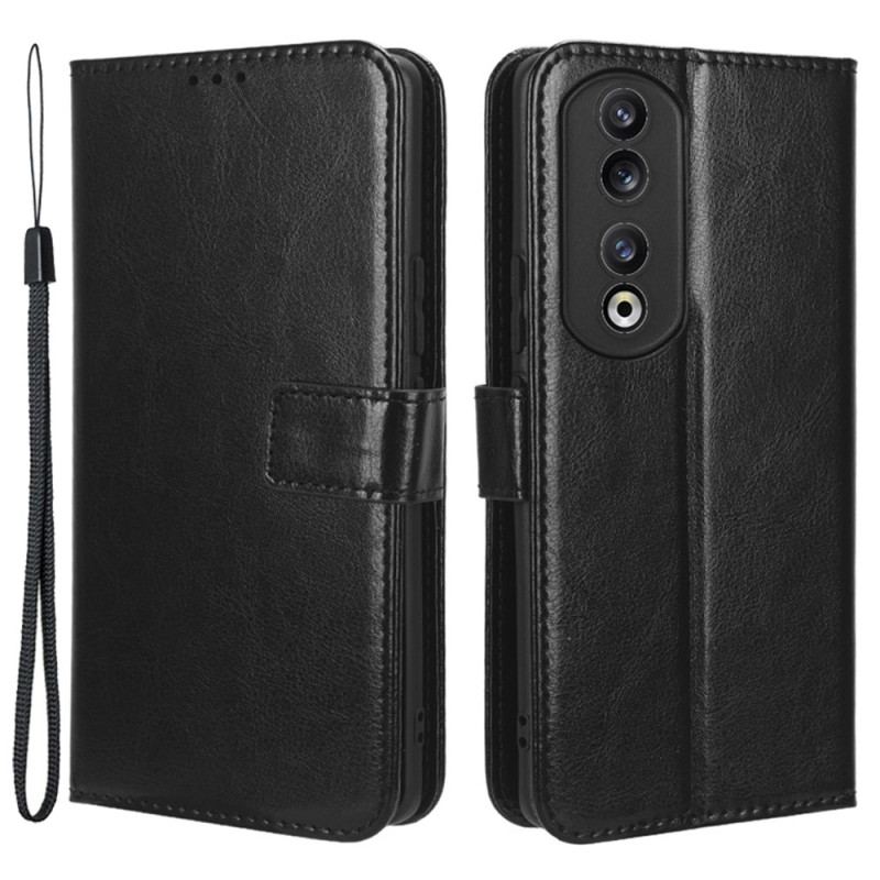 Capa Em Pele Para Honor 90 Pro De Cordão Efeito Couro Com Alça