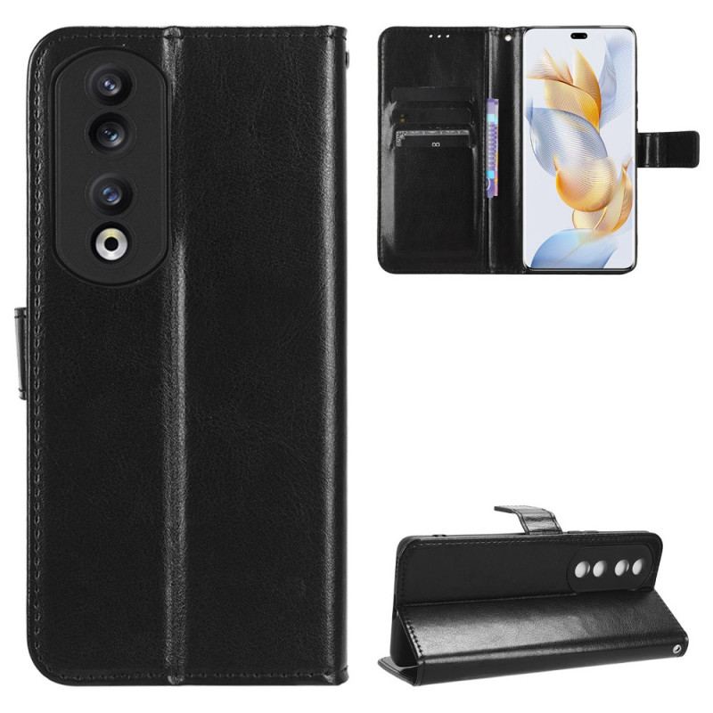 Capa Em Pele Para Honor 90 Pro De Cordão Efeito Couro Com Alça