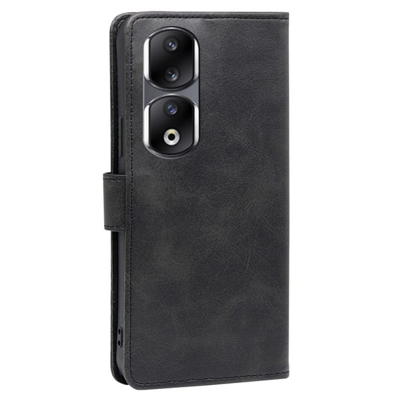 Capa Flip Para Honor 90 Pro Couro Sintético Curtido