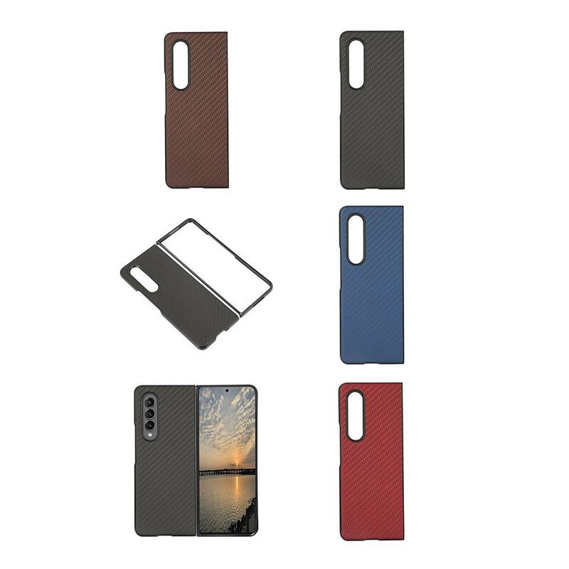 Capa De Celular Para Samsung Galaxy Z Fold 3 5G Cor De Fibra De Carbono