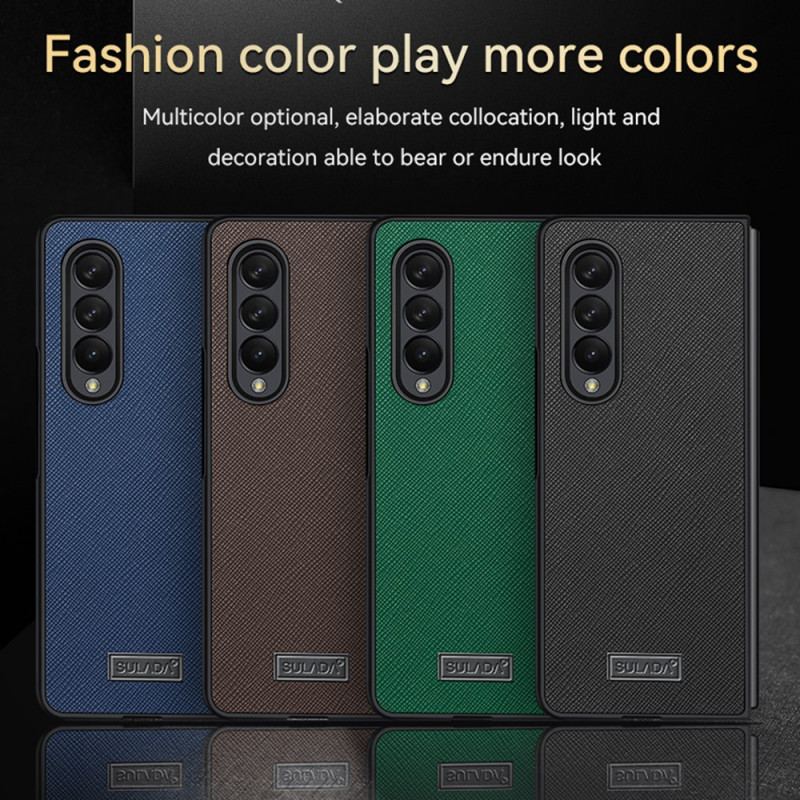 Capa De Celular Para Samsung Galaxy Z Fold 3 5G Sulada Couro Sintético Texturizado