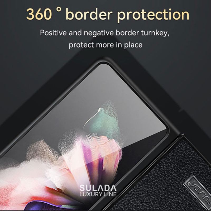 Capa De Celular Para Samsung Galaxy Z Fold 3 5G Sulada Couro Sintético Texturizado