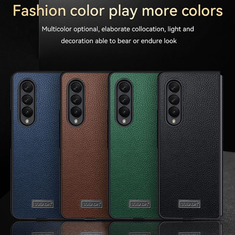 Capa De Celular Para Samsung Galaxy Z Fold 3 5G Sulada Couro Sintético Texturizado