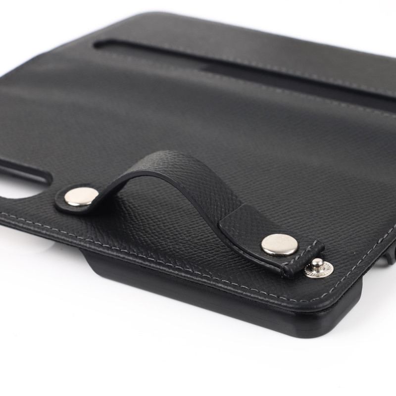 Capa Folio Para Samsung Galaxy Z Fold 3 5G Porta Caneta E Alça De Couro Genuíno