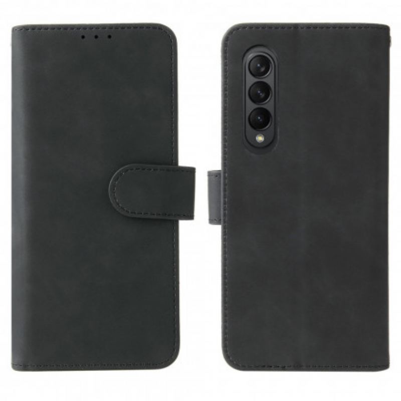 Capa Folio Para Samsung Galaxy Z Fold 3 5G Toque De Pele