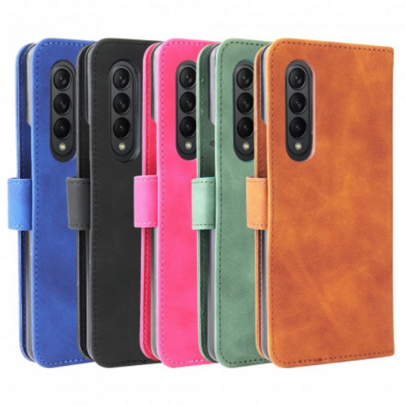 Capa Folio Para Samsung Galaxy Z Fold 3 5G Toque De Pele