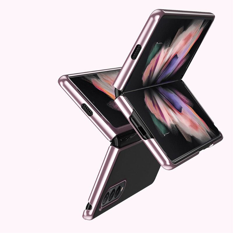 Capa Para Samsung Galaxy Z Fold 3 5G Bordas De Estilo De Metal Transparente