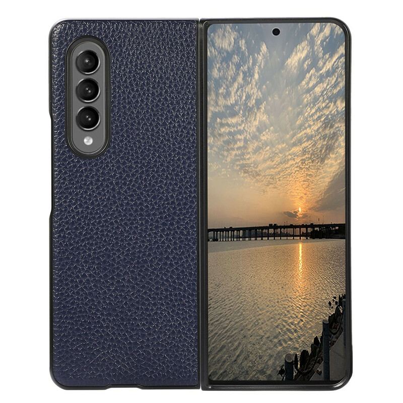 Capa Para Samsung Galaxy Z Fold 3 5G Couro Lichia Genuíno