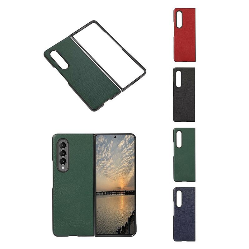 Capa Para Samsung Galaxy Z Fold 3 5G Couro Lichia Genuíno