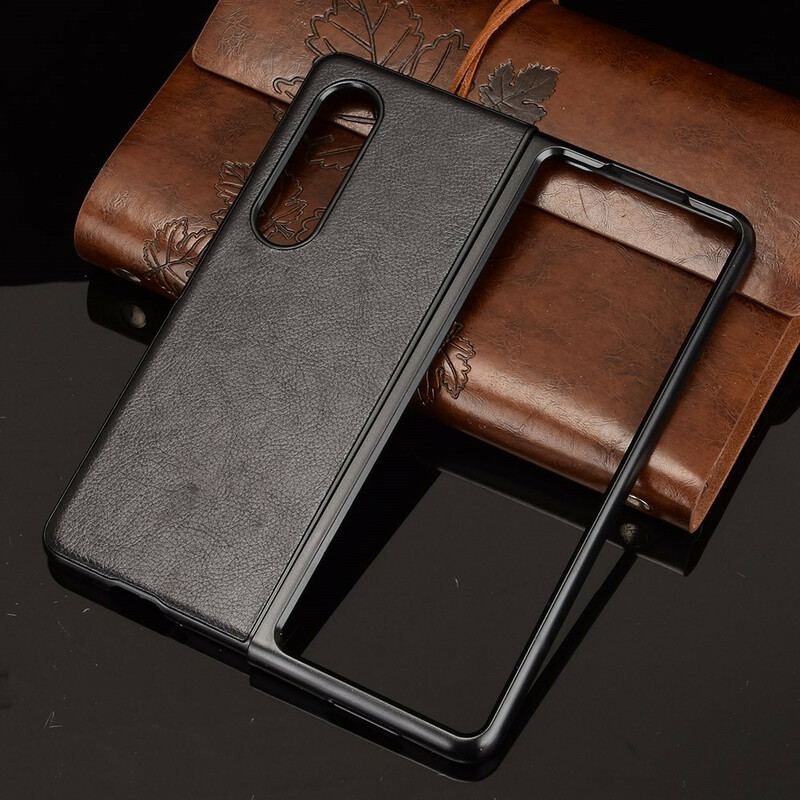 Capa Para Samsung Galaxy Z Fold 3 5G Efeito Couro Lichia
