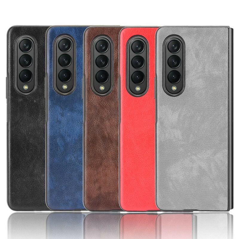 Capa Para Samsung Galaxy Z Fold 3 5G Efeito Couro Lichia
