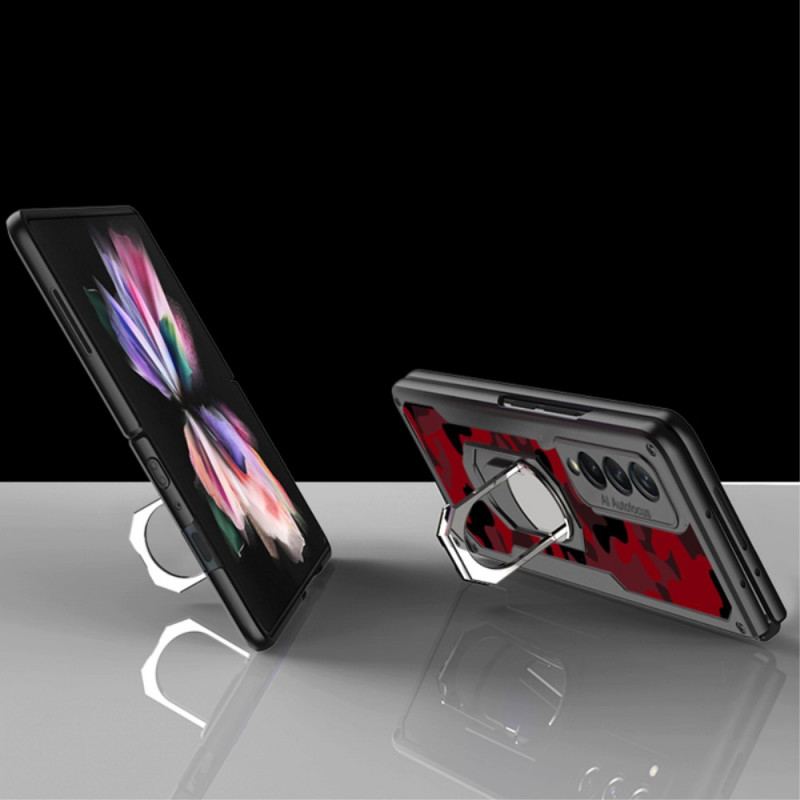 Capa Para Samsung Galaxy Z Fold 3 5G Suporte De Anel De Camuflagem Gkk
