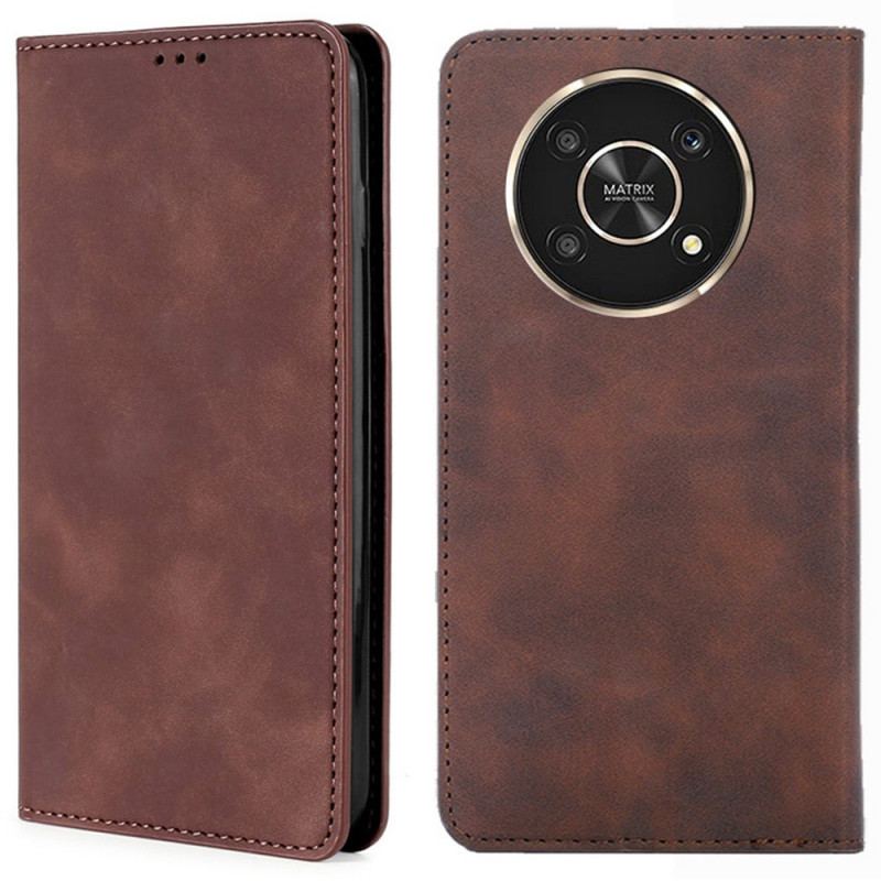 Capa De Celular Para Honor Magic 4 Lite 5G Flip Efeito Couro Toque Sedoso