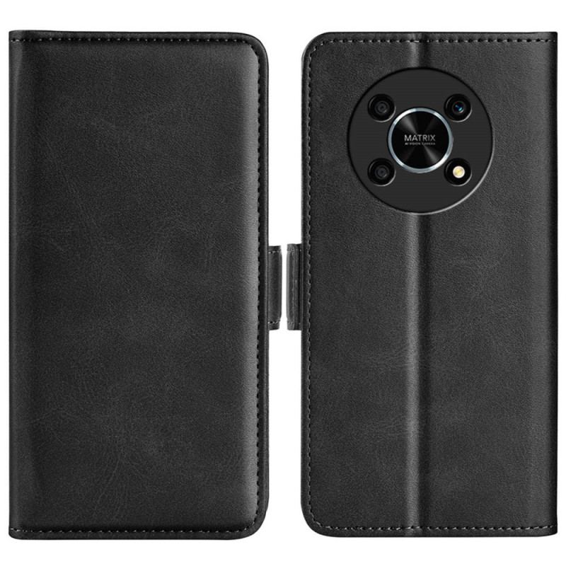 Capa De Couro Para Honor Magic 4 Lite 5G Fecho Duplo