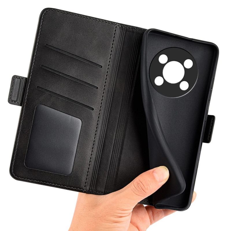 Capa De Couro Para Honor Magic 4 Lite 5G Fecho Duplo