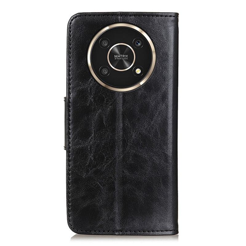 Capa De Couro Para Honor Magic 4 Lite 5G Flip Aba Magnética De Textura