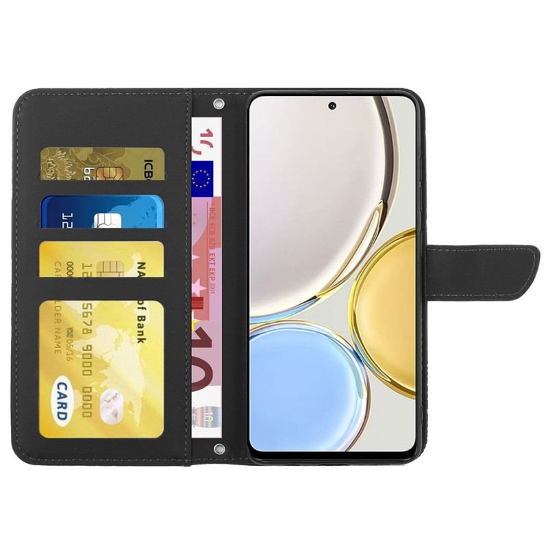 Capa Folio Para Honor Magic 4 Lite 5G Borboletas Com Alça De Ombro