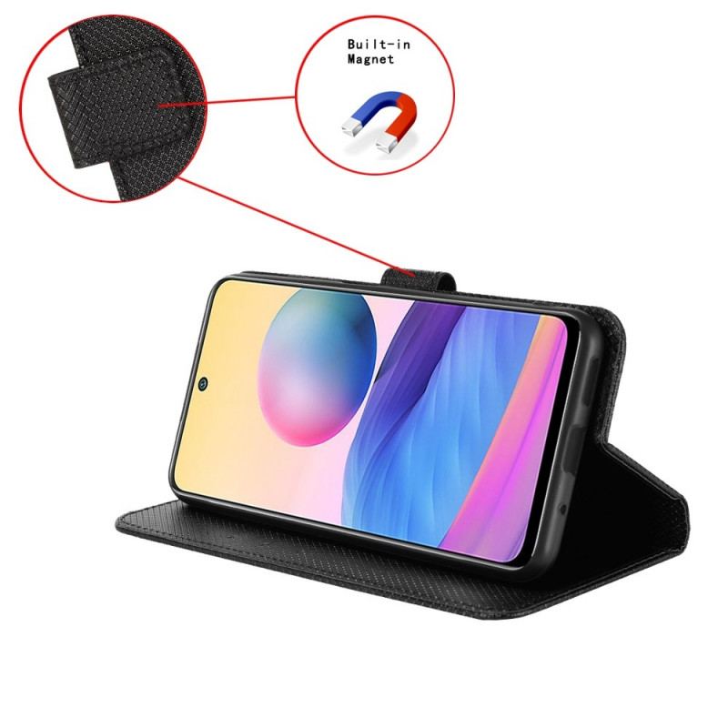 Capa Folio Para Honor Magic 4 Lite 5G De Cordão Couro Falso Estiloso Com Tiras