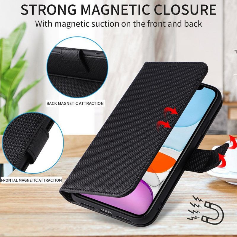 Capa Folio Para Honor Magic 4 Lite 5G De Cordão Couro Falso Estiloso Com Tiras