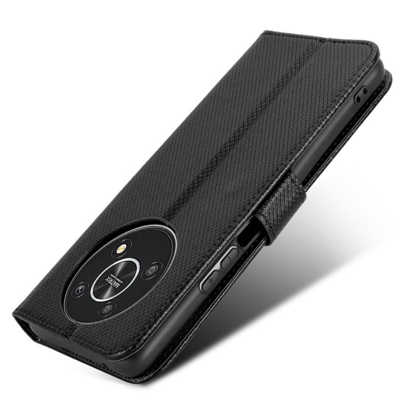 Capa Folio Para Honor Magic 4 Lite 5G De Cordão Couro Falso Estiloso Com Tiras