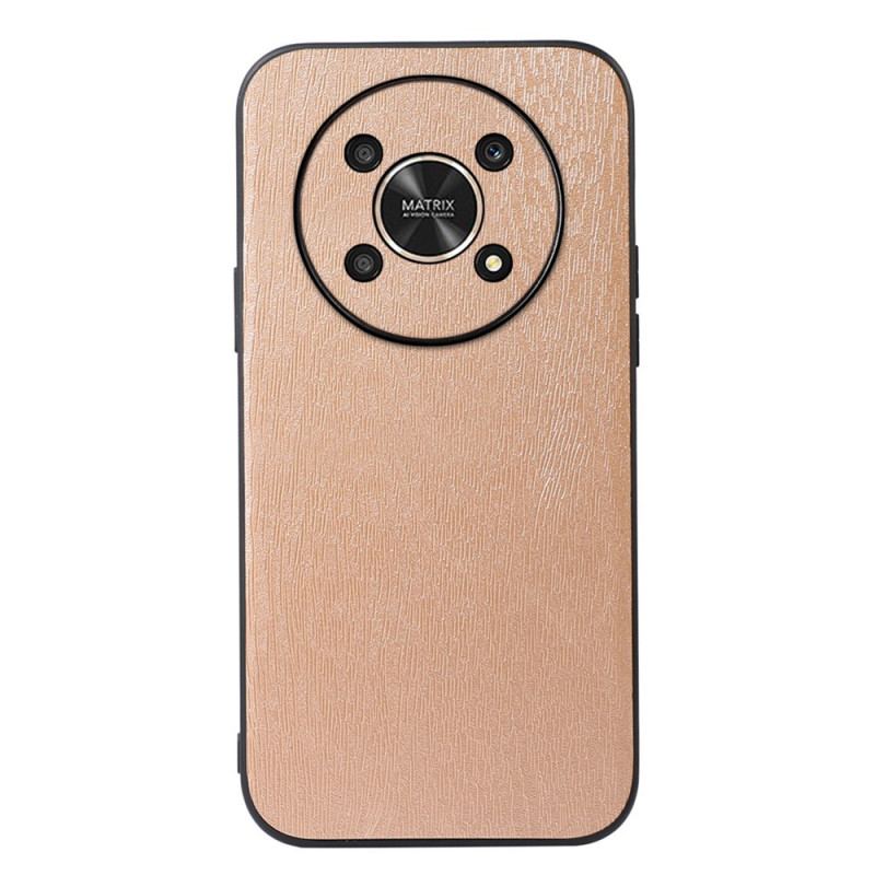 Capa Para Honor Magic 4 Lite 5G Couro Sintético Efeito De Madeira